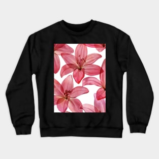 Transparent Lilly flower watercolor pattern. Translucent tropical flowers botanical illustration. Summer vibrant floral composition Crewneck Sweatshirt